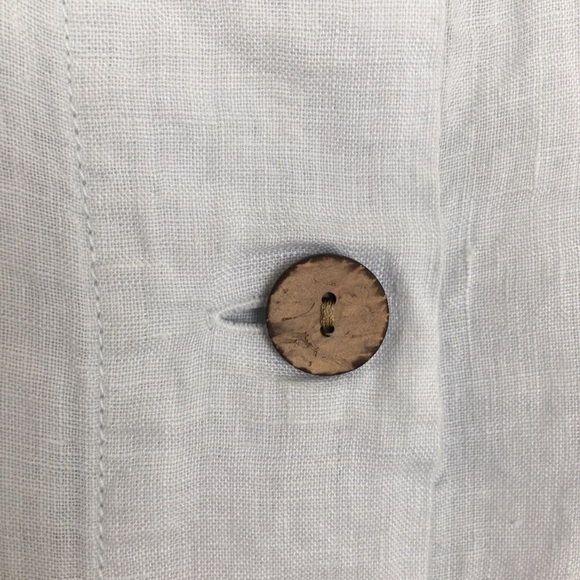 C & C California 100% Linen Blue Boxy Top Button Back Short Sleeve Women’s Sz M - Picture 9 of 11